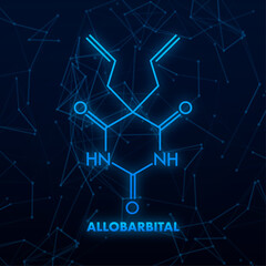 Allobarbital chemical formula. Illustration for medical design. Molecular structure