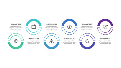 Obraz premium Creative concept for infographic with 6 steps, options, parts or processes. Business data visualization.