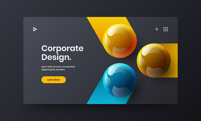 Premium handbill design vector template. Minimalistic 3D spheres catalog cover concept.
