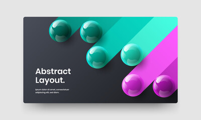 Minimalistic corporate brochure vector design template. Geometric 3D balls presentation layout.