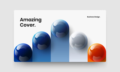 Creative realistic spheres poster template. Simple company identity vector design concept.