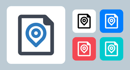 File Location icon - vector illustration . File, Document, Location, Map, Marker, Navigation, Pin, Address, paper, sheet, line, outline, flat, icons .