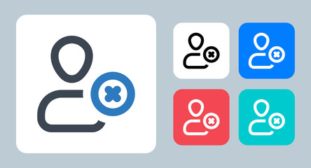 Delete Account icon - vector illustration . Delete, Account, Avatar, Ignore, Profile, Remove, User, cancel, person, man, line, outline, flat, icons .