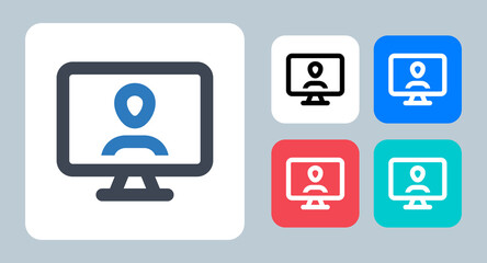 Computer User icon - vector illustration . computer, pc, user, account, profile, avatar, notebook, login, person, password, video call, line, outline, flat, icons .
