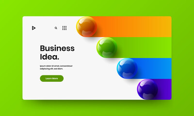 Bright 3D balls website illustration. Premium presentation design vector template.