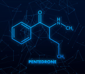 Pentedrone formula. Pentedrone molecular structure. Vector illustration