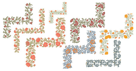 Brushes with floral vector pattern with patterns. Ideal for creating design elements, frames, borders and more.