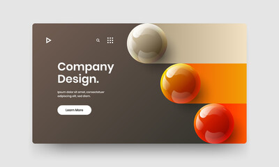 Modern banner design vector template. Trendy realistic spheres horizontal cover illustration.