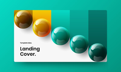 Vivid realistic balls annual report layout. Clean website vector design concept.