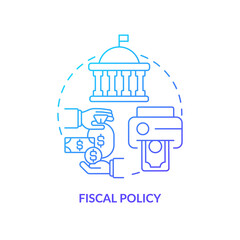 Fiscal policy blue gradient concept icon. Governmental regulations and control. Inflation cause abstract idea thin line illustration. Isolated outline drawing. Myriad Pro-Bold font used