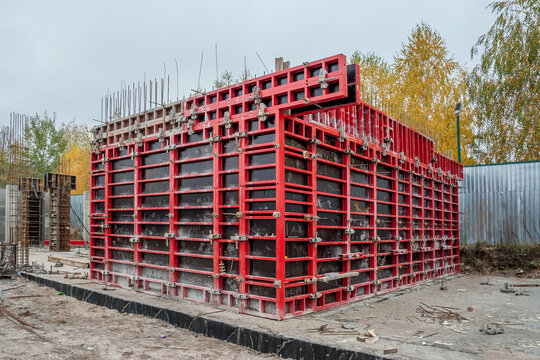 Wall formwork in residential construction.
