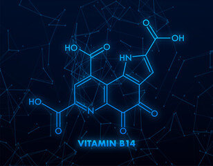 Structural formula of vitamin B14 on a white background. Vector illustration