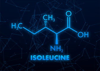 Isoleucine amino acid. Chemical molecular formula. Vector illustration.
