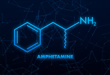 Amphetamine formula. Icon with amphetamine formula. Vector illustration