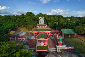 Fototapeta na wymiar Sebong Pereh Bintan,June 2022: Sangharama Monastery have two giant statue, one is the magnificent ‘Guan Sheng Di Jun’, the biggest of its kind in southeast asia and statue is the giant turtle statue