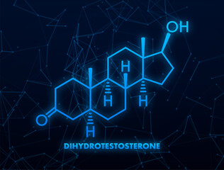 Dihydrotestosterone DHT, androstanolone, stanolone hormone molecule. Skeletal formula. Vector stock illustration - obrazy, fototapety, plakaty