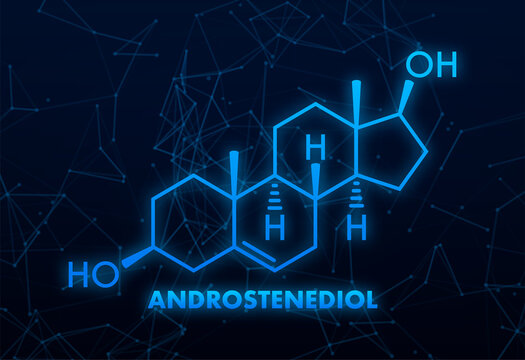 Illustration with androstenediol formula. Structural chemical formula