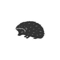 Hedgehog shadow black silhouette. Vector icon of forest animal