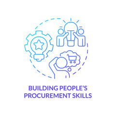 Building people procurement skills blue gradient concept icon. Purchasing strategy abstract idea thin line illustration. Decision making. Isolated outline drawing. Myriad Pro-Bold font used