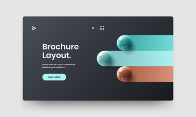 Geometric realistic balls magazine cover concept. Modern handbill design vector template.