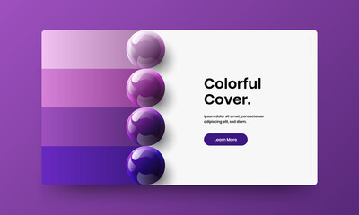 Abstract realistic spheres company cover template. Premium handbill vector design illustration.
