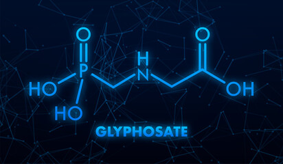 Glyphosate formula. Glyphosate herbicide molecule. Vector illustration