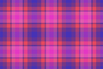 Plaid background, check seamless pattern in pink. Vector fabric texture for textile print, wrapping paper, gift card or wallpaper.