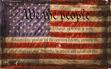 US Constitution with US Flag Background