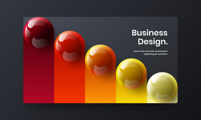 Vivid corporate cover design vector template. Clean 3D balls front page layout.