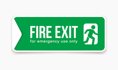 Emergency fire exit door icon. Red exit signs. Arrow symbol.