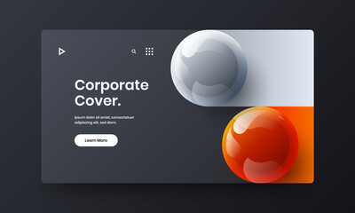 Isolated front page design vector template. Fresh realistic spheres flyer concept.