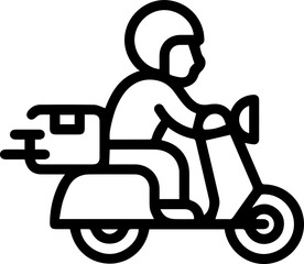 fast delivery with motorcycle, courier symbol vector icon - outline and linear style.