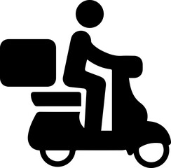 fast delivery with motorcycle, courier symbol vector icon - outline and linear style.