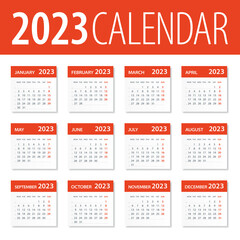 2023 Calendar Leaves Set - Vector Illustration. Week starts on Monday