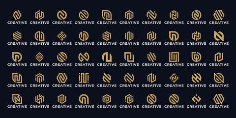 set of initials monogram N logo design. Creative initial letter N logo.