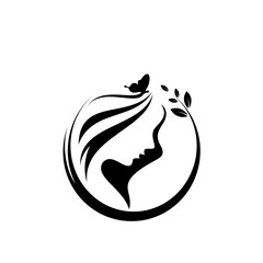 silhouette beauty salon woman face design
