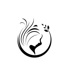 silhouette beauty salon woman face icon