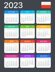 2023 Calendar - vector template graphic illustration - Poland version