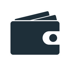 Wallet silhouette with bills. Electronic payment. Vector.