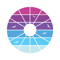 Birds circle retro badge. Vector illustration