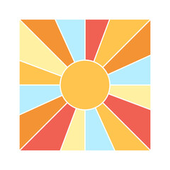 Sun square retro badge. Vector illustration