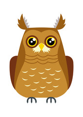 Funny Cartoon Owl Bird. Vector illustration