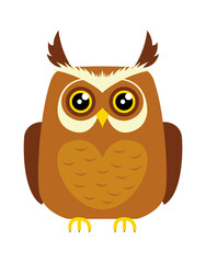 Funny Cartoon Owl Bird. Vector illustration