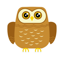 Funny Cartoon Owl Bird. Vector illustration