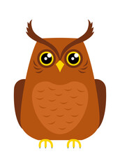 Funny Cartoon Owl Bird. Vector illustration
