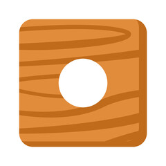 Wooden toy square with hole icon. Vector illustration