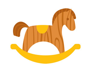 Wooden children toy horse icon. Vector illustration