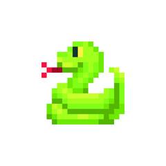 Snake pixel art isolated vector illustration. Element design for stickers, logo, embroidery, mobile app.