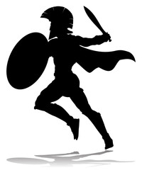 Spartan Silhouette Gladiator Trojan Greek Warrior