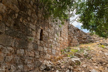 The well-preserved  remains of the Yehiam Crusader fortress at Kibbutz Yehiam, in Galilee, northern Israel